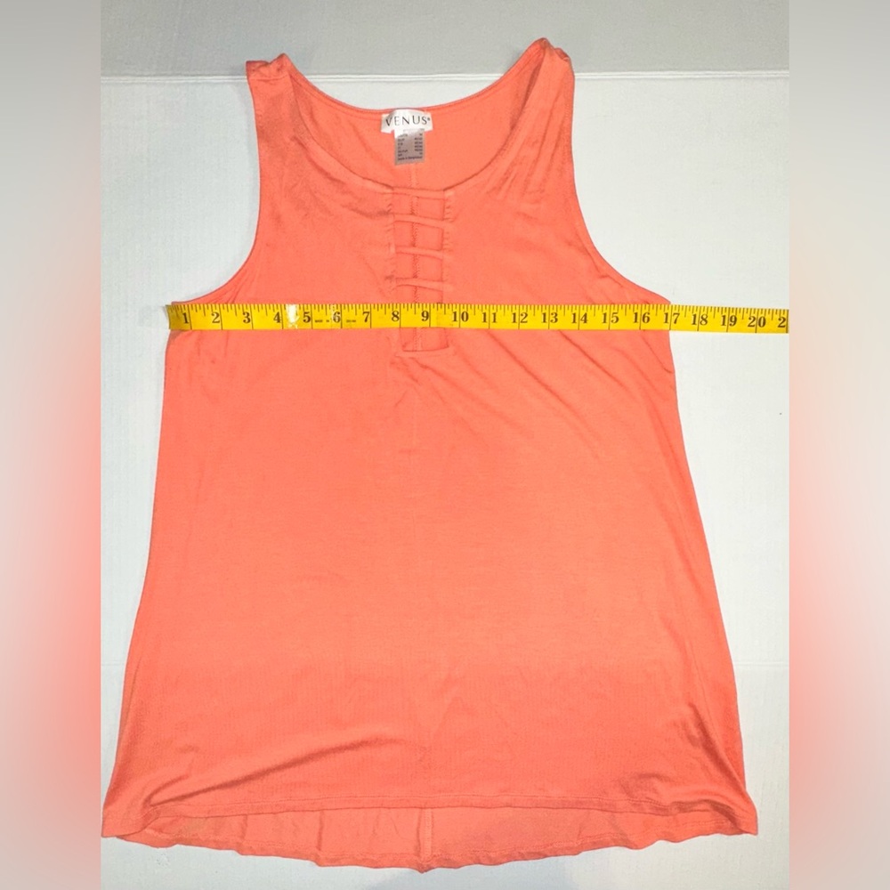 VENUS Women’s Sherbet Orange Tank Top W/ Accent Cleavage Sleeveless Medium - Picture 2 of 6